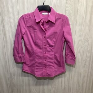 NEW YORK & CO Women's (Size XS) 3/4 Sleeve Button Down‎ Collared Shirt Stretch